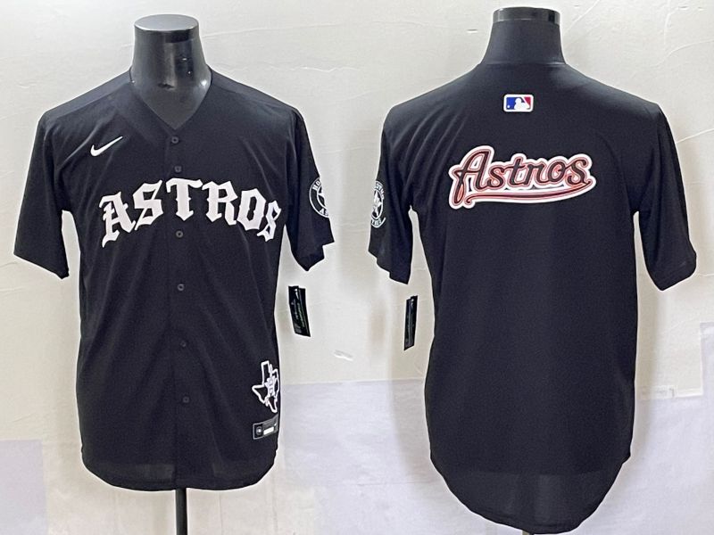Men 2025 Houston Astros Blank Black Seven generations Joint Name Nike MLB Jersey style 7->houston astros->MLB Jersey